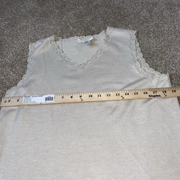 Pendelton top blouse cardigan set of 2 white sea foam green lace trim SZ LG - Picture 7 of 10